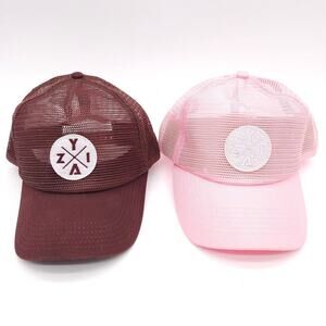 Zyia Active Mesh Snapback Hat Lot Of 2 Ball Cap Pink Brown Unisex Adult Athletic